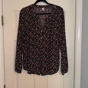 Old Navy Navy Floral Tunic Blouse